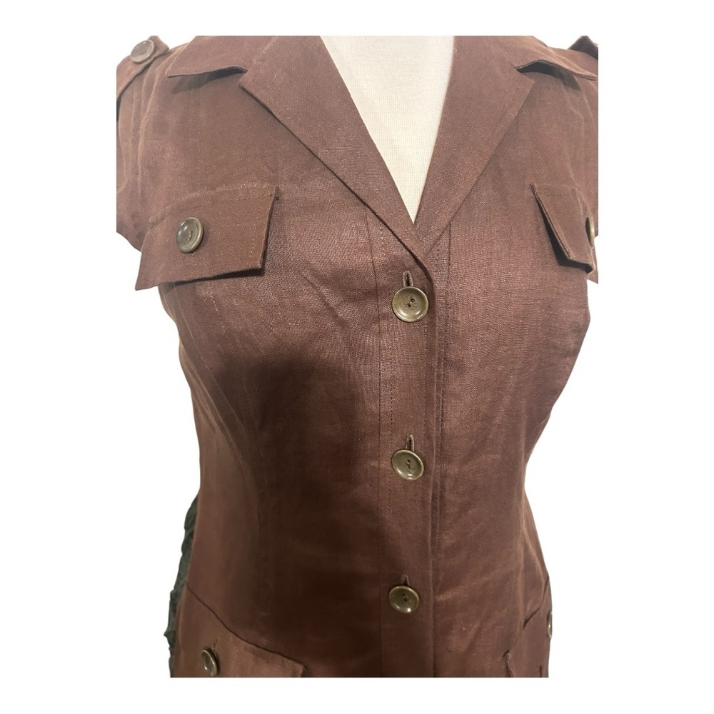 Maggie London, Safari utility dress. Brown Button-Down Dress - Picture 3 of 15